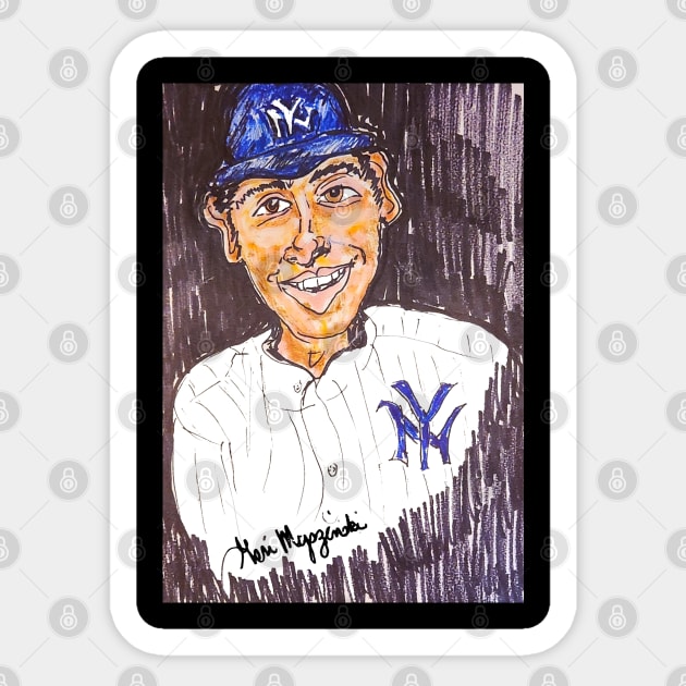 Joe DiMaggio the Yankee Clipper Sticker by TheArtQueenOfMichigan 